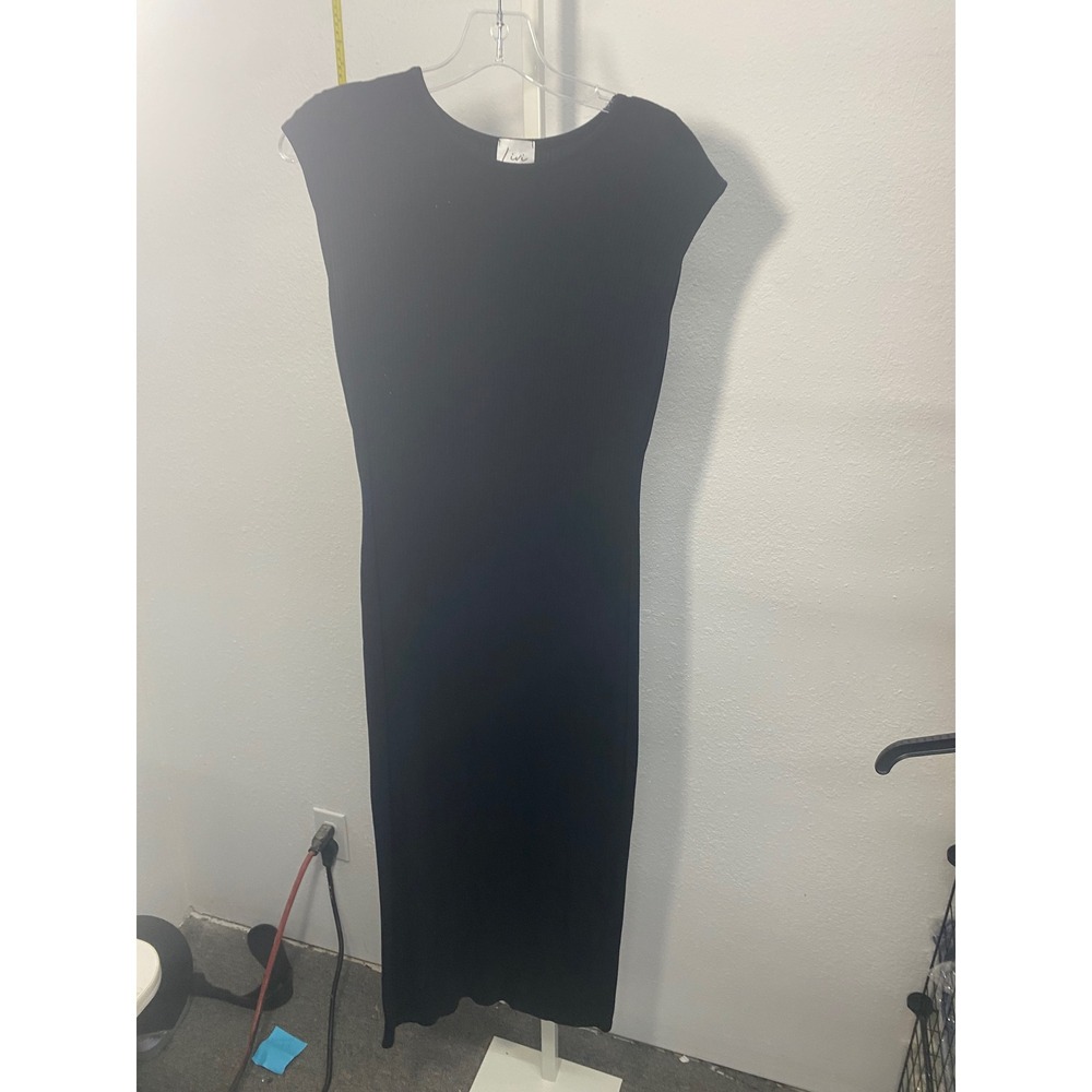 Livi by Olivia Rae Black Ribbed Knit Midi Dress Sleeveless Bodycon Large